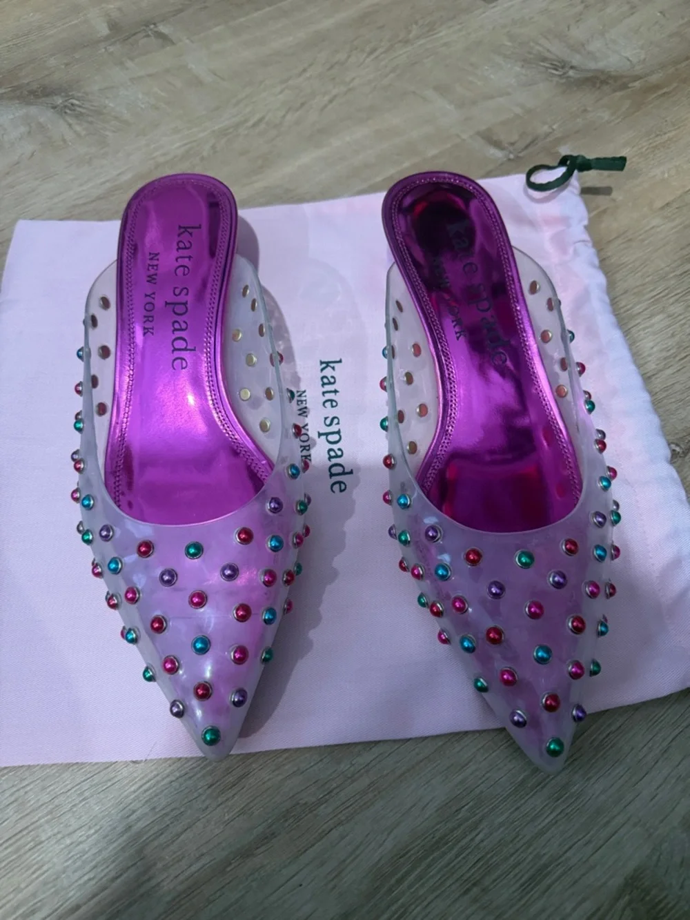 kate spade Pink Clear Mule with Multicolored Studs - Picture 6 of 7